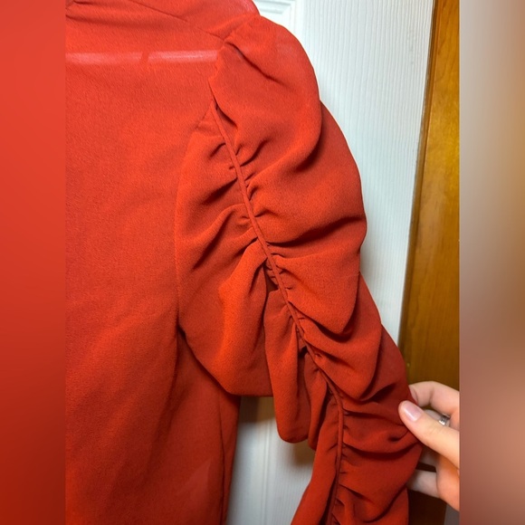 See By Chloe Ruched Long Sleeve Blouse in Earthy Red - Picture 6 of 16